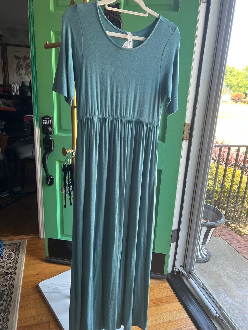 Beeunique Tealish blue Short Sleeve Maxi Dress with pockets 🐝 boho